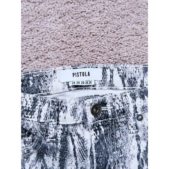 Pistola Revolve Snake Skin Print Skinny Stretchy Raw Hem Jeans 24 Edgy Statement - Picture 7 of 13